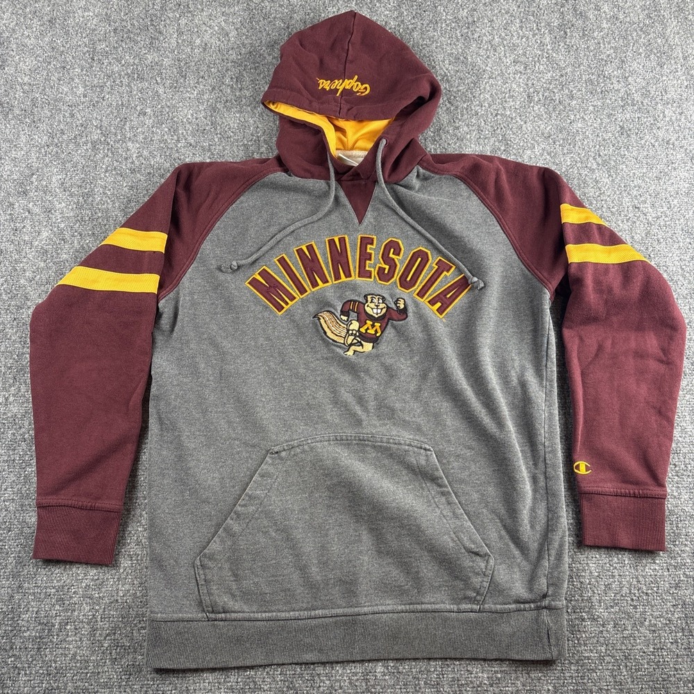 Champion Minnesota Golden Gophers Tackle Twill Mascot Hoodie Gray Maroon Size M